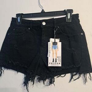 Black Frayed Hem Women's Shorts